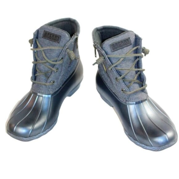 Sperry Syren Two Tone Gray Twill Graphite Gulf Duck Boot, Size 9 - Picture 2 of 8